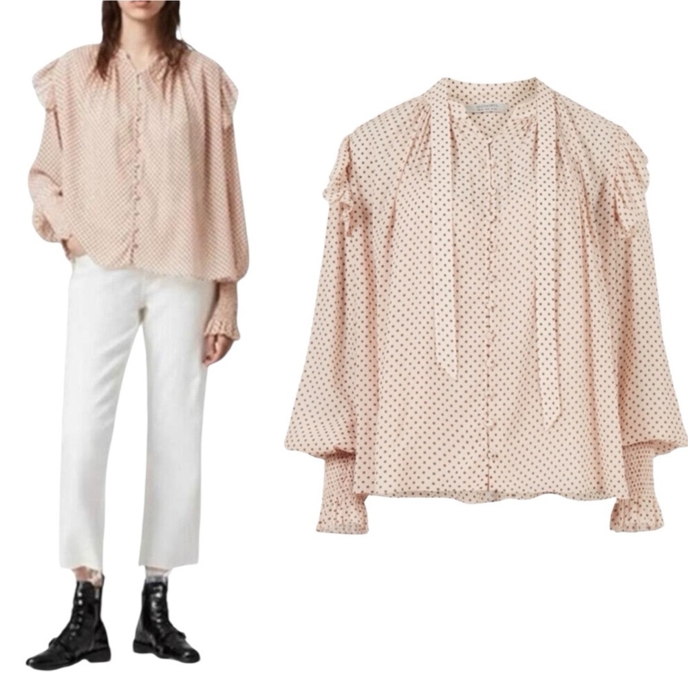 AllSaints Lara Polka Dot Print Shirt